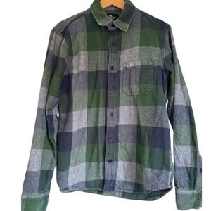 Hollister Mens Plaid Button Up Flannel Shirt Green‎ Blue Gray - Size M